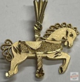 Jewelry - Charm pendant, 14k gold carousel horse, marked MA 89 copyrighted, 1.3 grams
