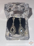 Jewelry - Earrings marcasite drop posts w/ teardrop ruby stones