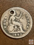 Coin - 1842 Queen Victoria 4 pence/Groat .925 silver, Young Head Sovereign four Pence