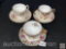 3 vintage bone china cups/saucers - Sealy Royal China Japan, Bell England, Cauldon England
