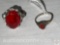 Jewelry - 2 rings, Victorian w/ translucent red stones, lg. one has cut band, sm one is sz.4.75
