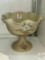Fenton Pedestal bowl, ruffled rim, hand painted, signed, 6