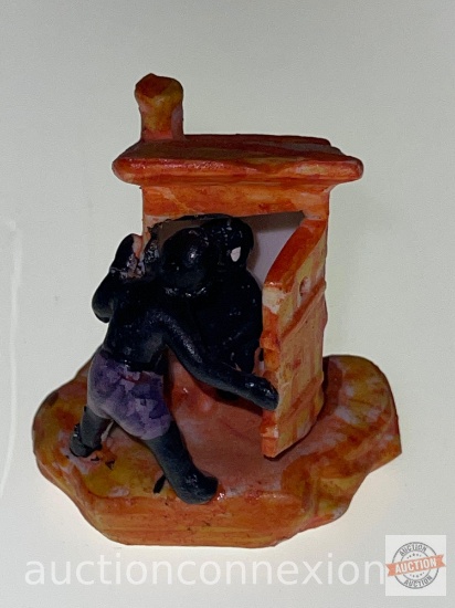 Black Americana - Porcelain outhouse figurine, 2.5"h