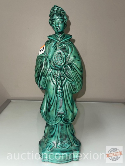 Figural Statue, Asian 15.5"h, green