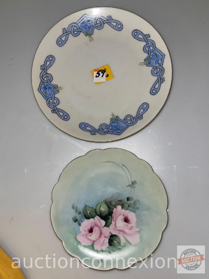 2 Vintage hand painted, signed plates - Vienna Austria 6.75"w & Rosenthal 8.75"w