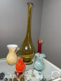 5 Art glass vases, some hand blown, 20.5