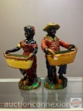 Black Americana - 2x's-the-money Large Majolica Harvest Figurines, 22