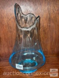 Glassware - Blue wide mouth vase 12