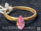 Jewelry - Ring, marked 14k gold (don't believe it is gold), az 6.25 with pink stone