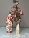 2 Asian motif vases - Goldimari Hand painted w/ birds 9.5