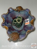 Ying/Yang pottery centerpiece Flower frog, 6.5
