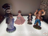 4 Figural figurines, ceramic, porcelain & resin, 6
