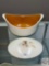 Dish ware - Covered serving dish, burnt orange interior, wheat motif design, oval
