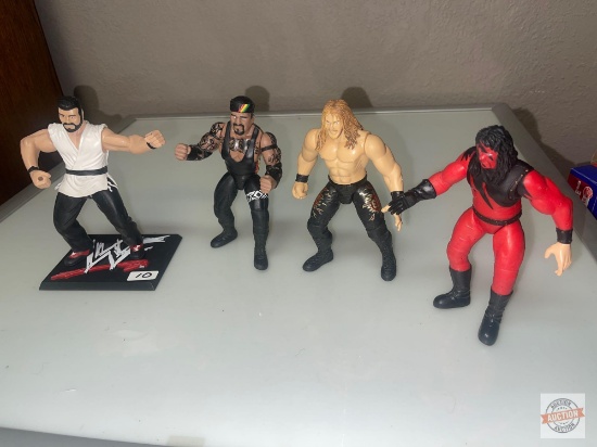 Toys - 4 WWF Wrestling Auction Figures, 1998, 6", 1 stand, 4x's the money