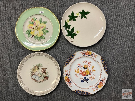 Dish ware - 4 plates - Hand painted signed Castleton China 10.5"w, Ivy by Kanedai Handpainted 10.5"w