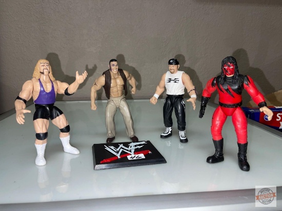 Toys - WWF 4 Wrestling Auction Figures, 1998, 6", 1 stand, 4x's the money