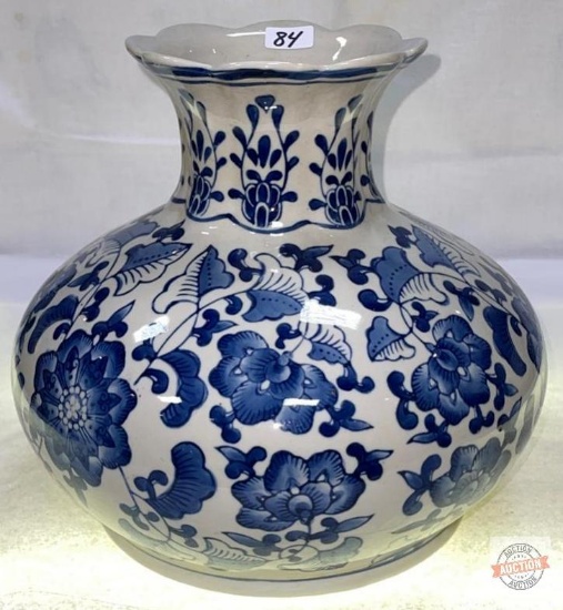 Urn - Blue and white, lg. 10"wx10."h