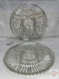 Glassware/Dish ware - 2 round divided platters, 11.5