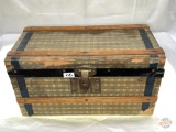 Vintage Doll trunk w/tray USA Excelsior, Stamford, Conn. no key & vintage cloth doll, 14