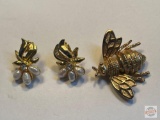 Jewelry - Avon - pr. post earrings w/fresh water pearls and clear stone and large Bee brooch