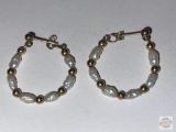 Jewelry - Earrings, 14k Post back hoops w/fresh water pearls and gold balls