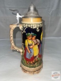 German musical stein with lid, relief design, 11.5