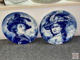 Collector plates - 2 - Bach Delfts Belgium made, man/woman Rembrandt