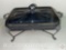 Buffet Server - Sheridan Silver plate warming buffet server, attached lid with 9x13 Fire-King dish