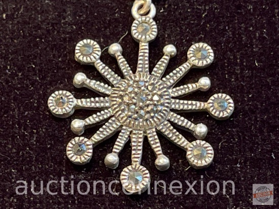 Jewelry - Pendant, .925 sterling w/ marcasites, 1"w