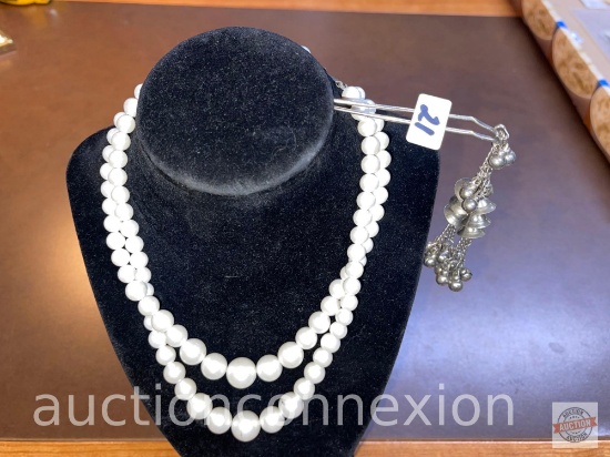 Jewelry - Hong Kong hair pin and double strand simulated pearls