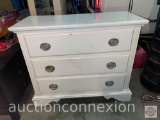 Furniture - Dresser, 3 drawer double handled, white, 39