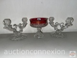 Glassware - Pair of double candlesticks 5.5