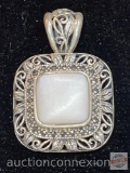 Jewelry - Pendant, Marked .925 Thailand, Mother of Pearl and marcasites, 1