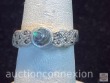 Jewelry - Ring, .925 sterling, mother of pearl w/marcasites, size 7.5