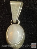 Jewelry - Pendant, .925 sterling bezel with white stone, 3.9 grams total weight