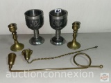 Metalware - 2 Ornate Pewter goblets 5.25