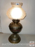 Vintage Electrified Bradley & Hubbard lantern w/frosted glass shade, 19