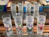 Glassware - 4 Celebrity Cruises frosted floral motif drink glasses, 7