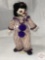 Vintage ceramic Clown on doll stand, ceramic head, hands, feet, 16