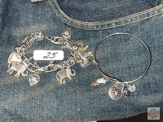 Jewelry - 2 bracelets, 1 elephant & hearts, 1 sister flowers