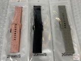 3 pack Silicone Engraved Dog Paw watch strap/bands, Pink, Black, Gray 20mm fits Samsung Galaxy Watc