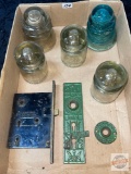 Collectibles - Glass insulators and metal door hardware