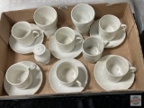 Dish ware - White cups/saucers Japan, 2 egg cups and Limoges salt shaker