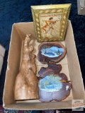 Wooden collectibles, artwork on tree rounds, etc.