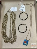 Jewelry - Costume jewelry, 2 necklaces, pr hoop earrings