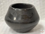 Indian pottery bowl, Blackware, signed on bottom, 3