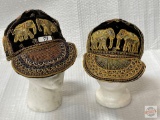 2 Vintage beaded Elephant Jockey caps