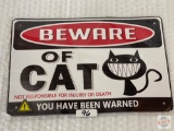 Sign, tin, Beware of Cat, approx. 12