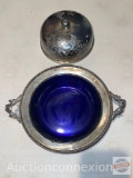 Vintage service ware - Covered cobalt blue butter dish