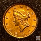 Gold $1 Coin - 1853 $1 Dollar Gold Uncirculated Liberty Head US Gold coin